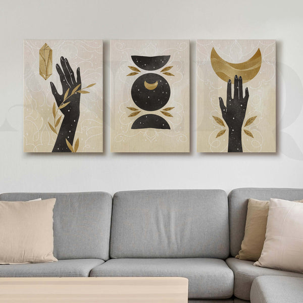 Clestial Hand Motif Gallery Wall Artwork Set of 3