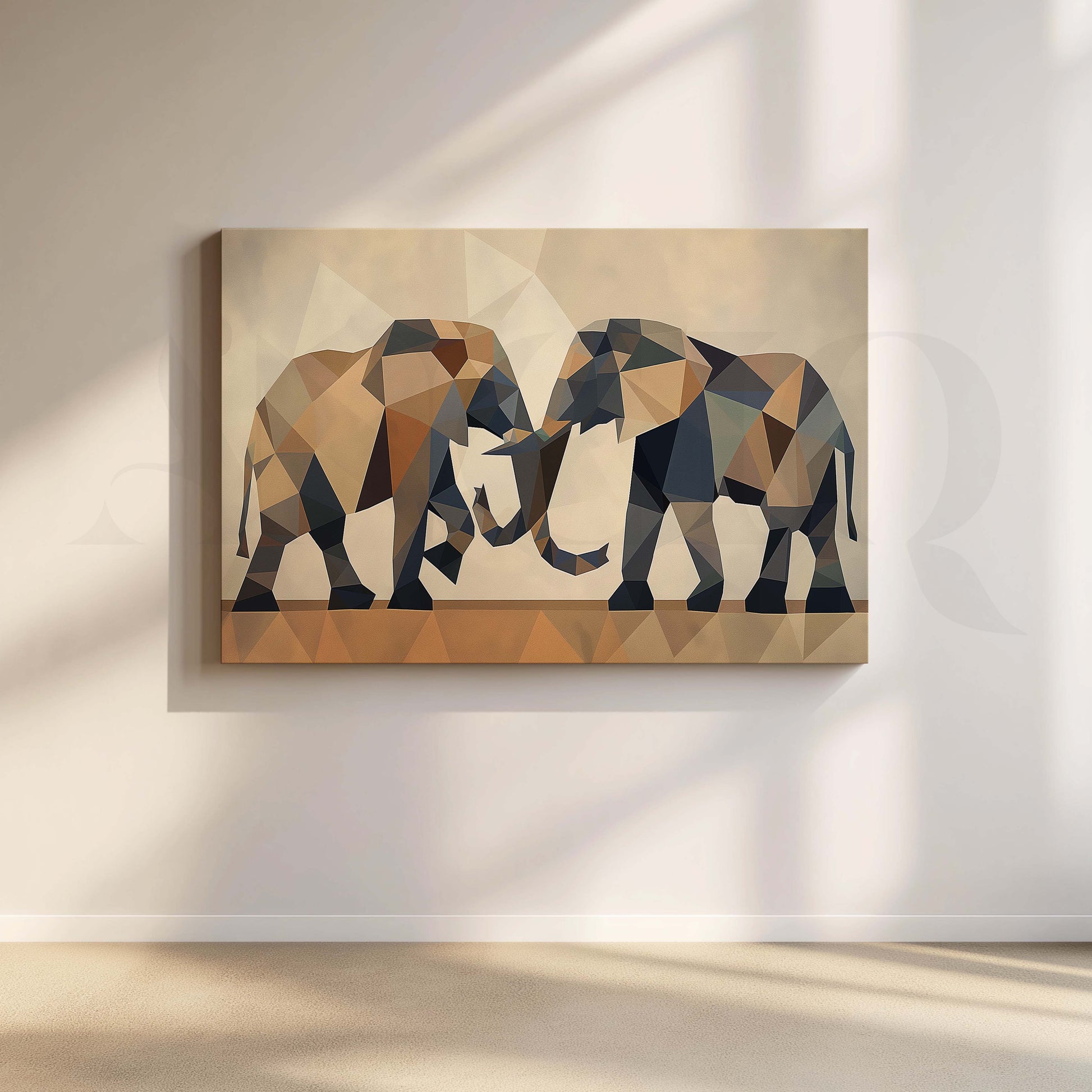 Geometric Elephant Canvas Artwork for Living Room