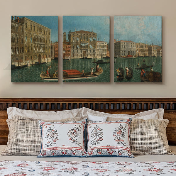 Venetian Canal Cityscape Gallery Wall – Set of 3 Classic European Artworks - 18 x 24 Inches
