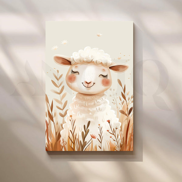 Little Lamb in the Meadow Kids Canvas Artwork