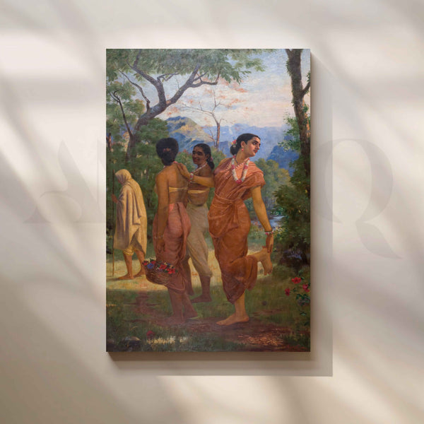 Shakuntala Looking for Dushyanta by Raja Ravi Varma Canvas Artwork