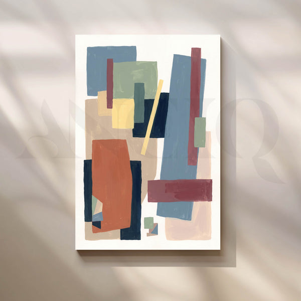 Modern Geometric Colour Blocks Abstract Canvas Artwork