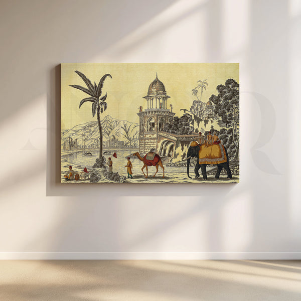 Elephant and Camel Canvas Artwork