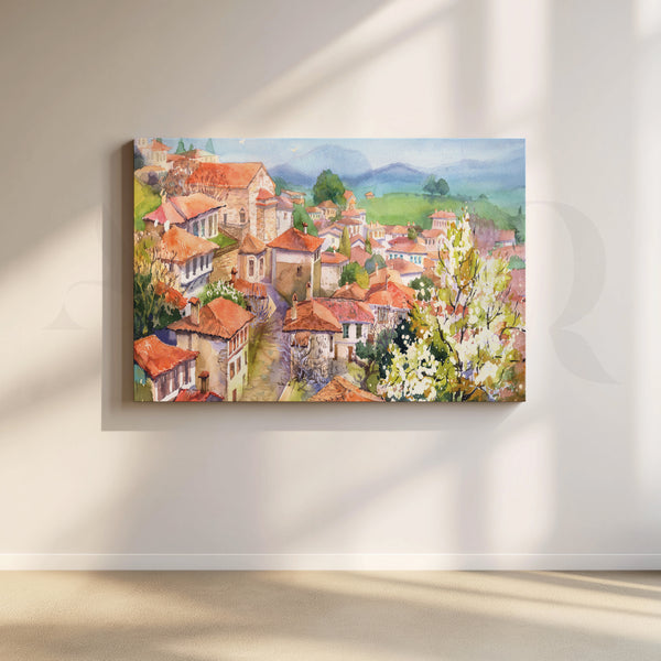 Mountain Village Tranquility Artwork