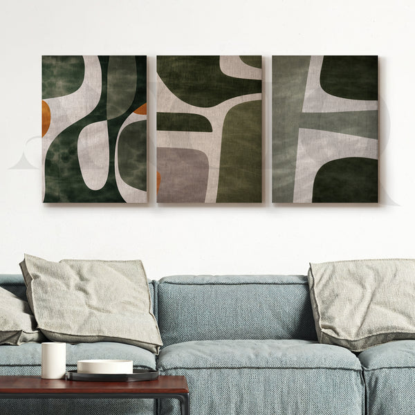 Organic Forms Abstract Gallery Wall – Set of 3 Contemporary Artworks - 18 x 24 Inches
