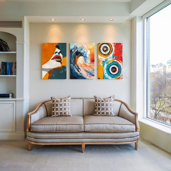 Modern Waves & Muse Gallery Wall – Set of 3 Artworks