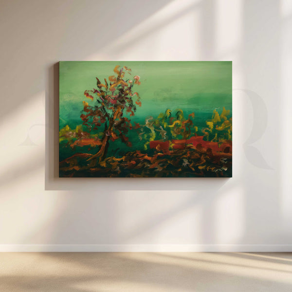 Moody Green Landscape Canvas Artwork