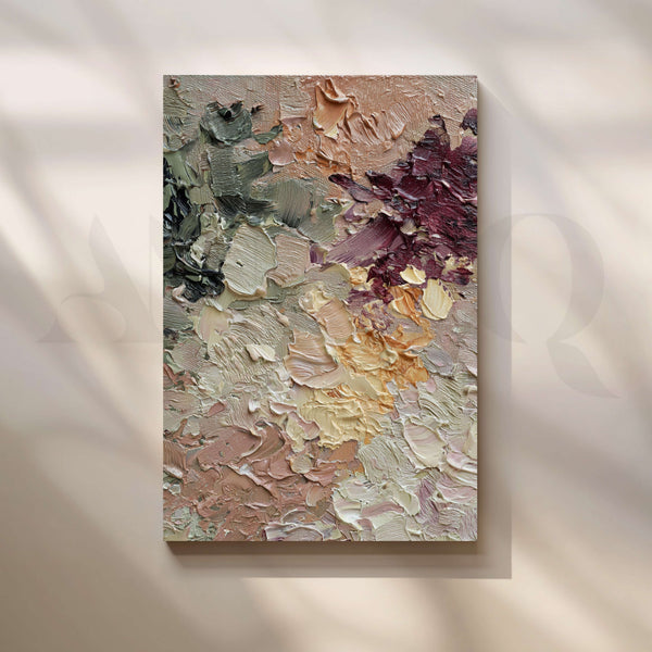 Textured Sage and Burgundy Abstract Canvas Artwork