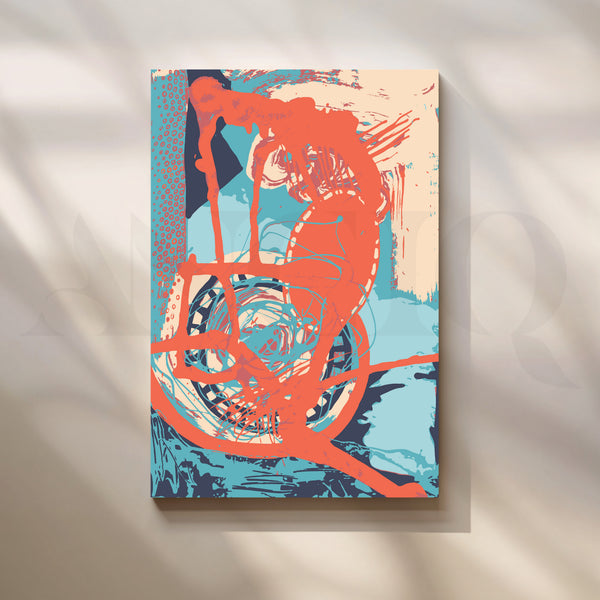 Abstract Whirlwind in Red and Blue Canvas Artwork