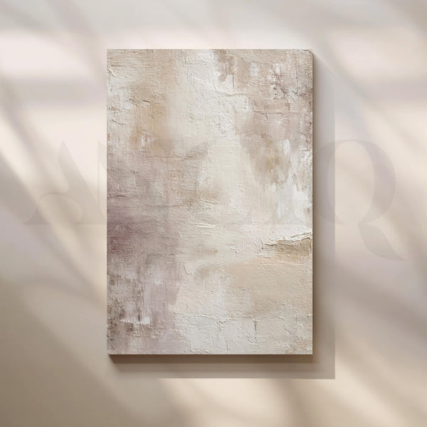Neutral Textured Abstract Canvas Artwork in Ivory and Beige Tones