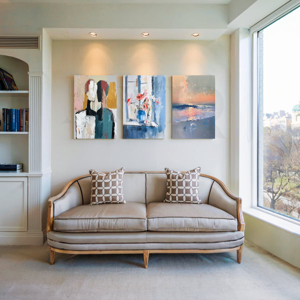 Soft Horizon Harmony Gallery Wall – Set of 3 Artworks