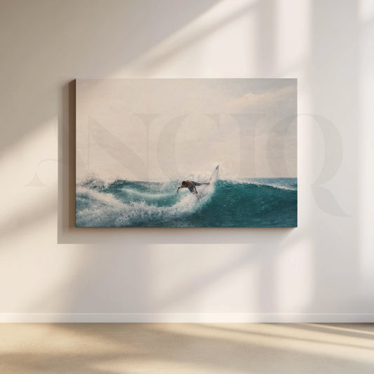 Ocean Wave Surfer Canvas Artwork for Office/Study Room