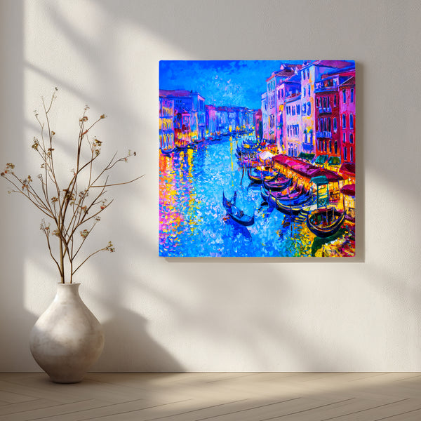 Vibrant Canal Life at Dusk in Venice