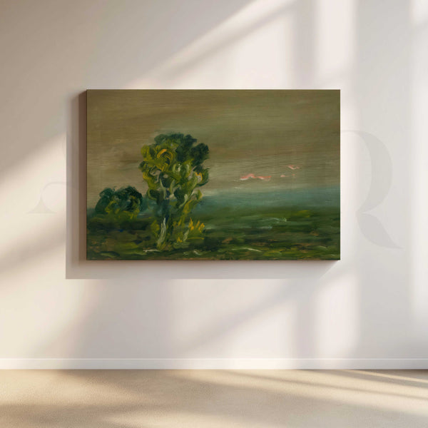 Misty Green Tree Landscape Canvas Artwork