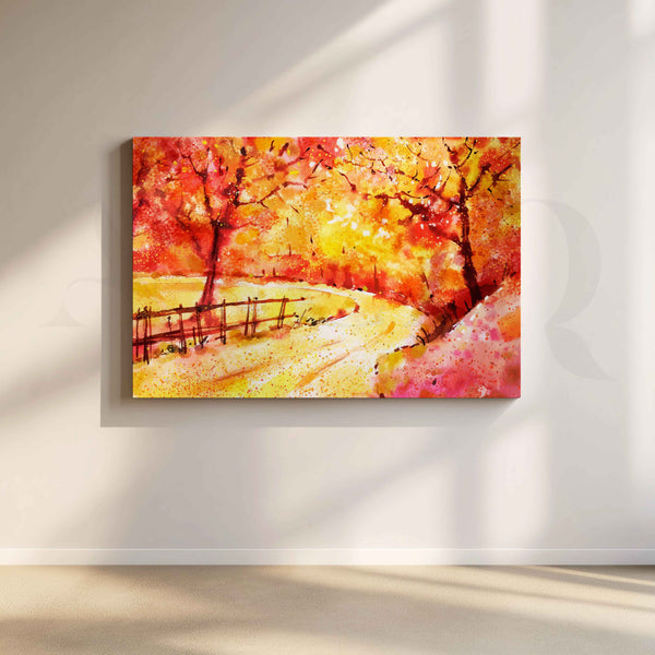 Autumn Forest Path Canvas Artwork for Living