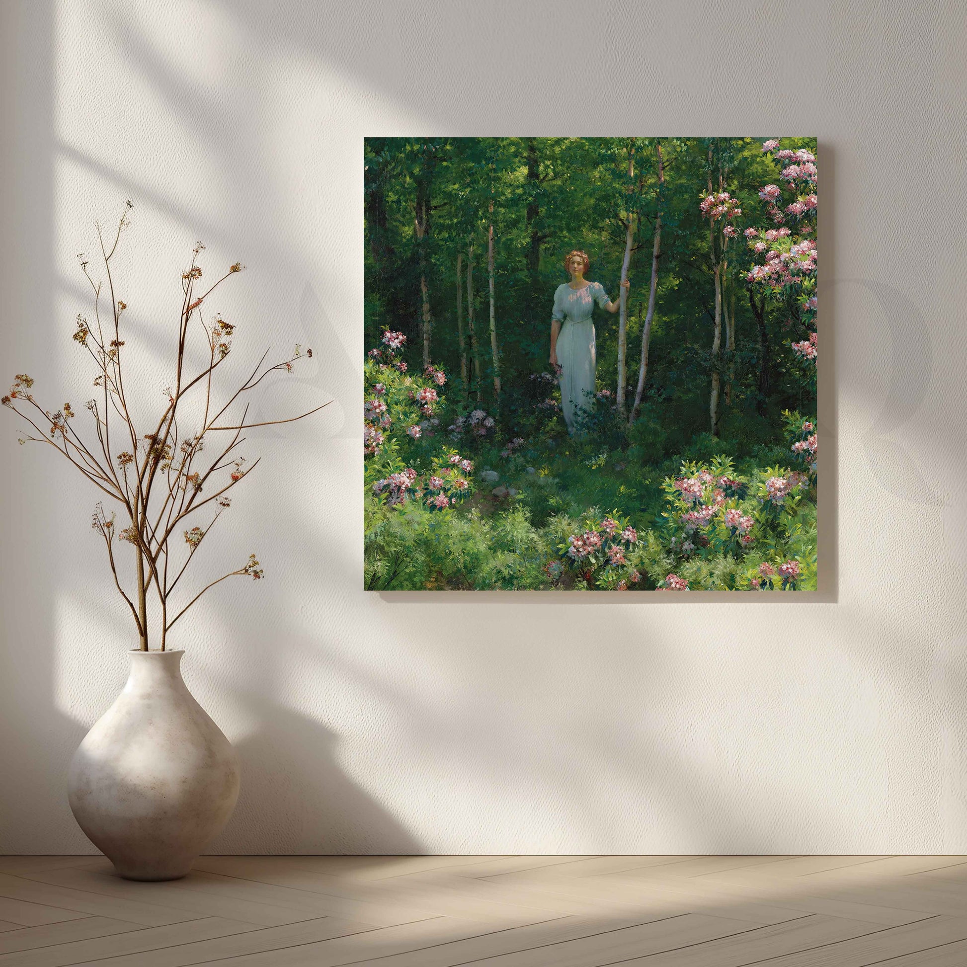 Woman in Garden Impressionist Canvas Artwork for Stylish Bedroom