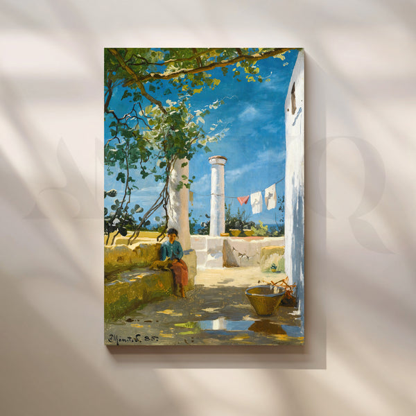 Sunlit Courtyard Canvas Artwork