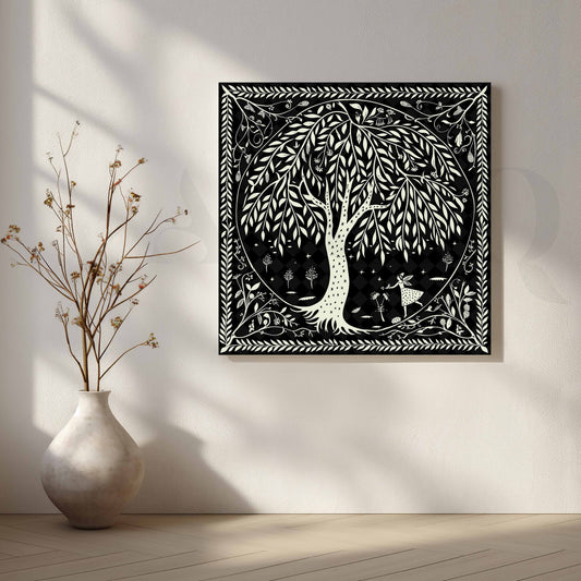 Tribal Tree of Life Black & White Wall Artwork with Gallery Wrap