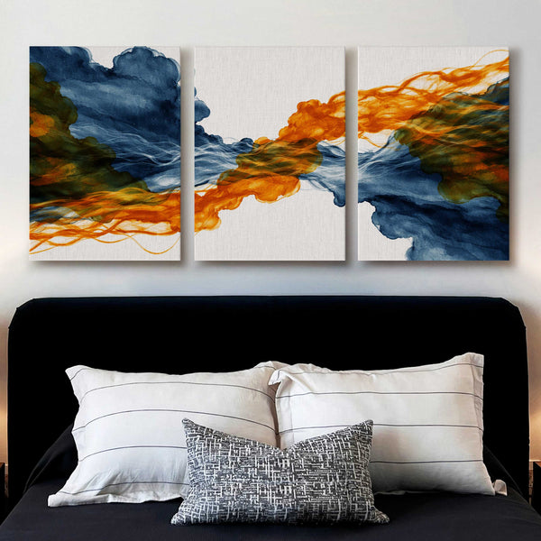 Abstract Ink Flow Gallery Wall Canvas Artwork Set of 3 - 18 x 24 Inches