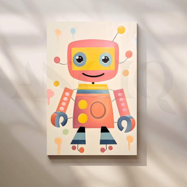 Happy Little Robot Kids Canvas Artwork