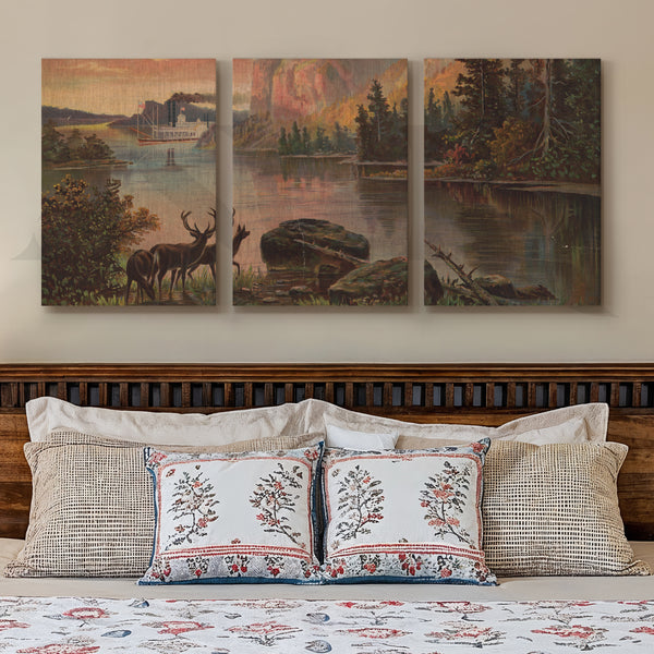 Vintage Wilderness Landscape Gallery Wall – Set of 3 Wilderness Artworks - 18 x 24 Inches