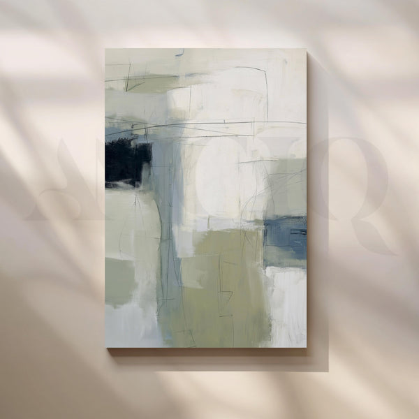 Soft Sage and Blue Abstract Canvas Artwork