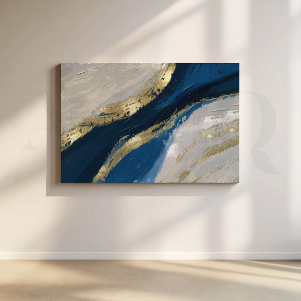 Symphony in Blue and Gold Canvas Artwork