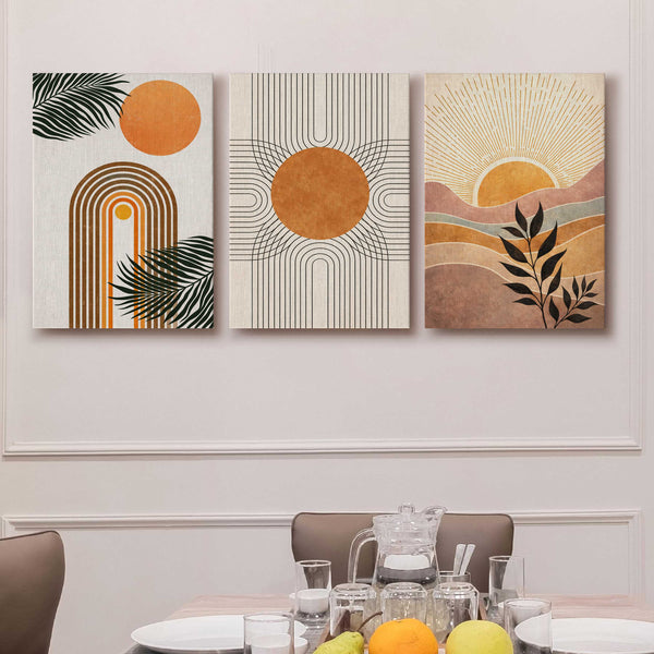 Boho Sun Arch Gallery Wall Canvas Set of 3 - 18 x 24 Inches