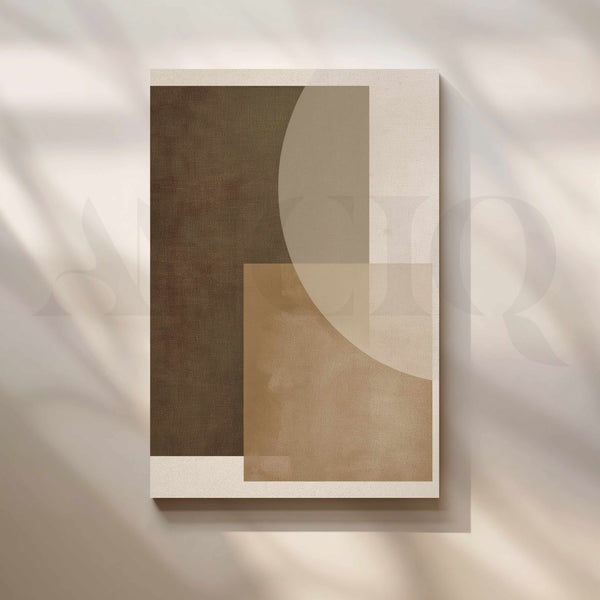 Minimal Brown and Beige Geometric Abstract Canvas Artwork