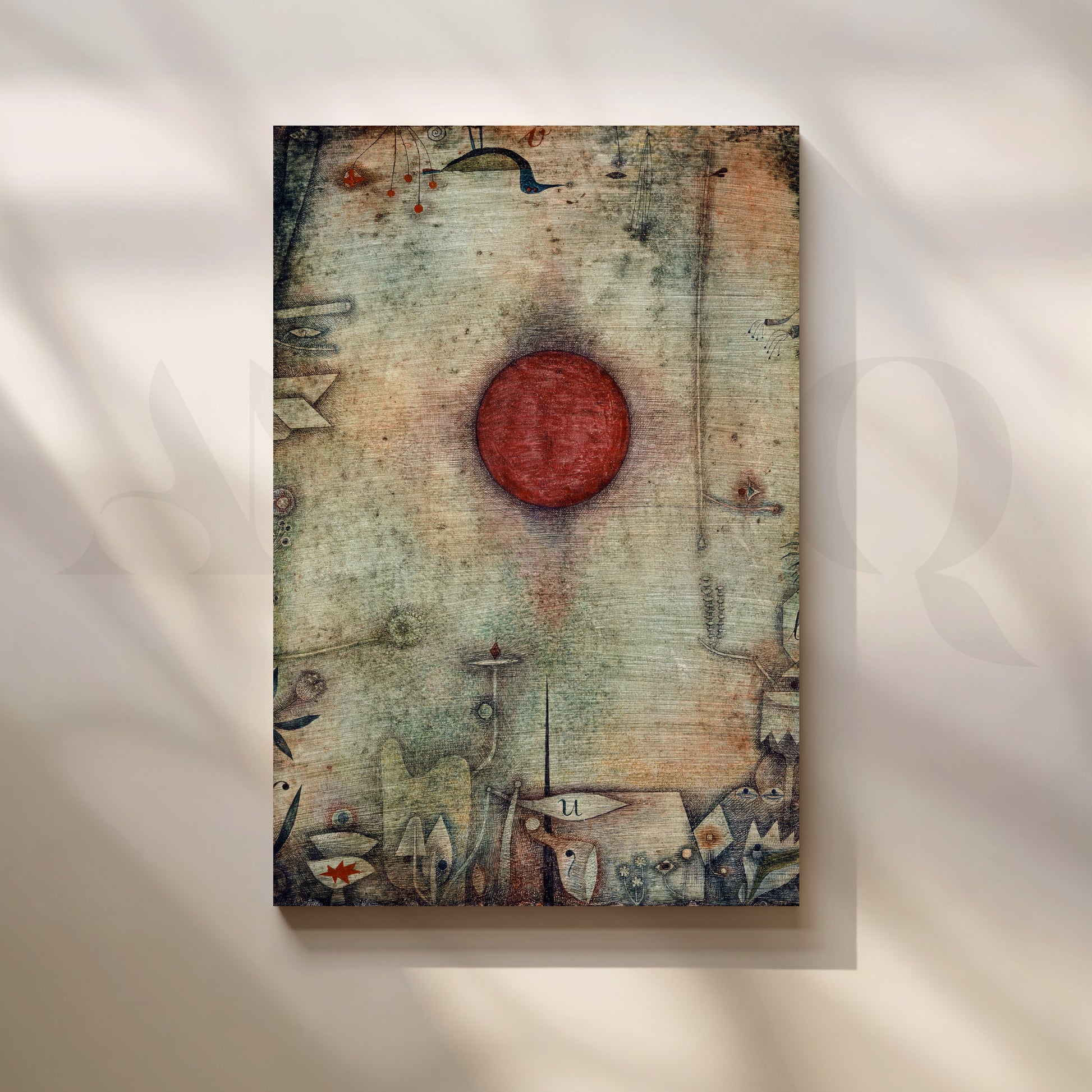 Surreal Red Sun Abstract Canvas Artwork for Living Room