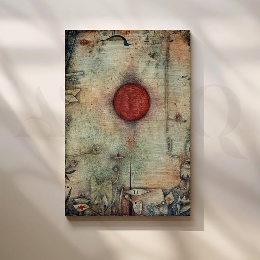 Surreal Red Sun Abstract Canvas Artwork for Living Room