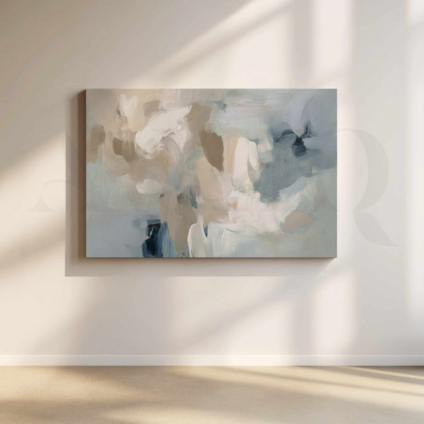 Soft Blue and Beige Abstract Canvas Artwork
