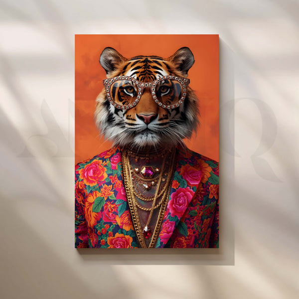 Luxury Tiger Pop Art Portrait with Sunglasses