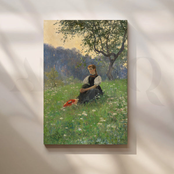 Girl in Meadow Canvas Artwork