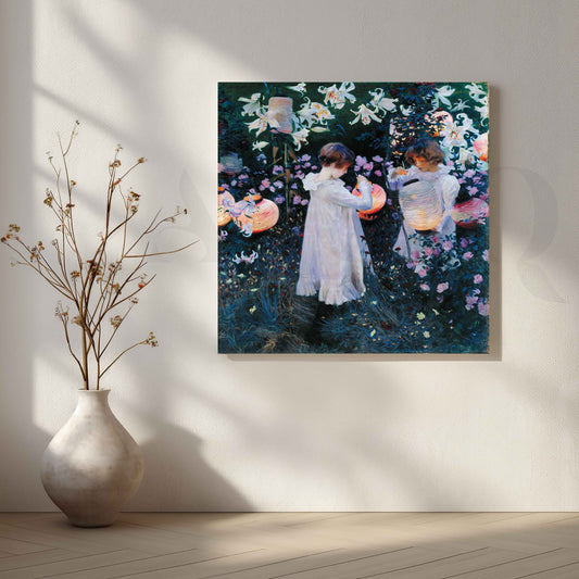 Children with Lanterns Impressionist Canvas Artwork for Stylish Bedroom