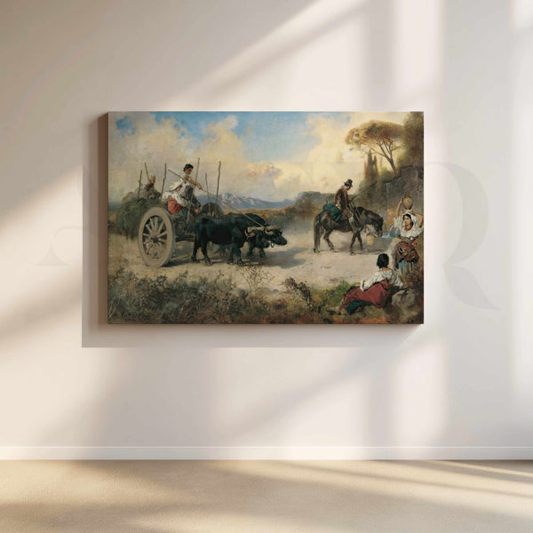 Journey Through the Countryside – Vintage Rural Life Canvas Artwork
