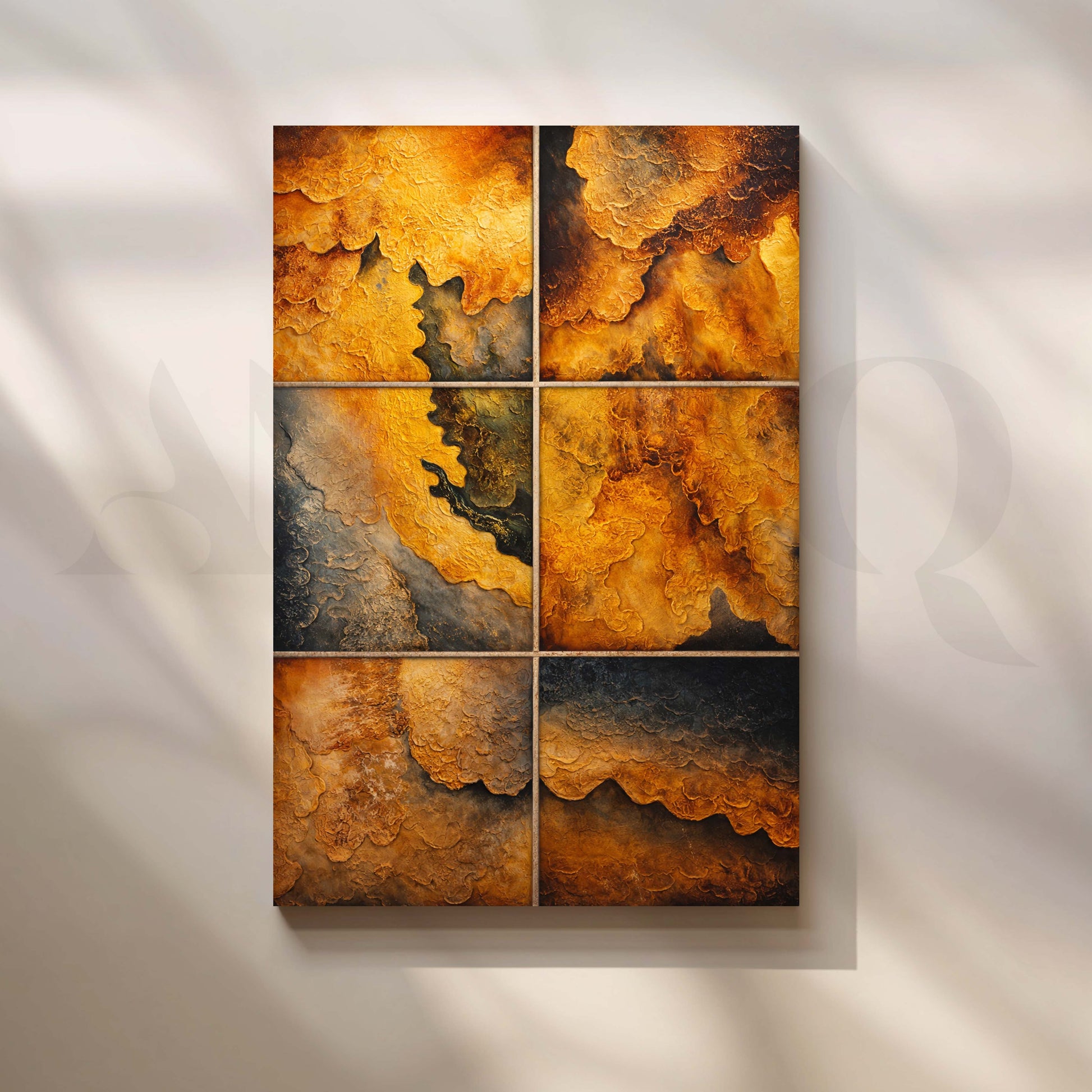 Golden Earth Abstract Texture Canvas Artwork for Living Room
