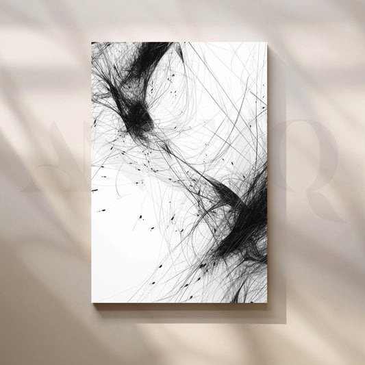 Ink Motion Abstract Canvas Artwork for Office/Study Room