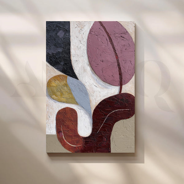 Textured Burgundy and Mauve Abstract Canvas Artwork