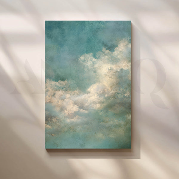 Ethereal Blue Cloudscape Abstract Canvas Artwork