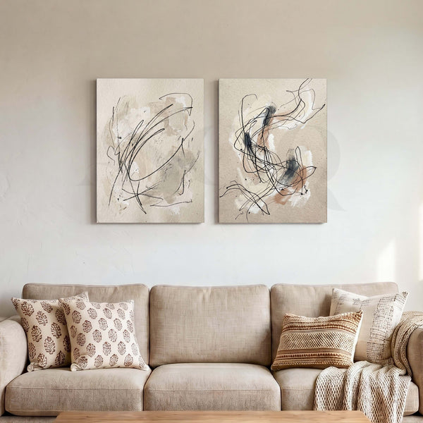 Minimal Line Abstract Gallery Wall Set of 2