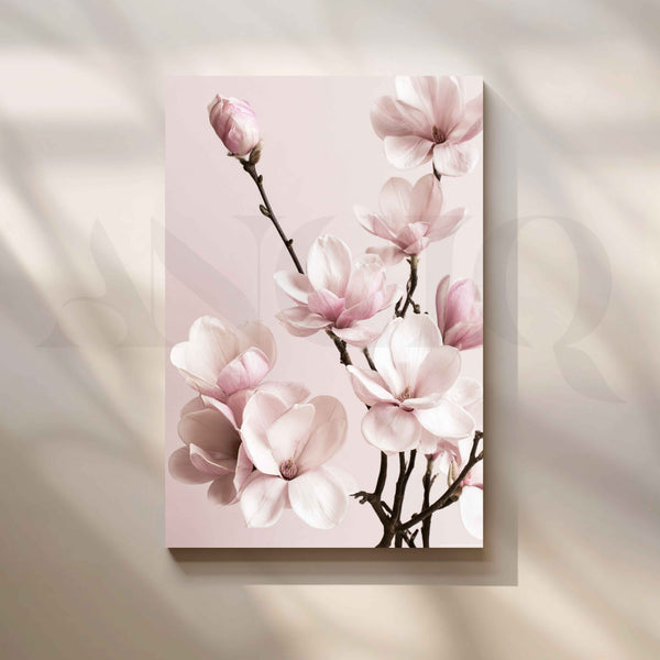 Blush Pink Magnolia Flowers Canvas Artwork
