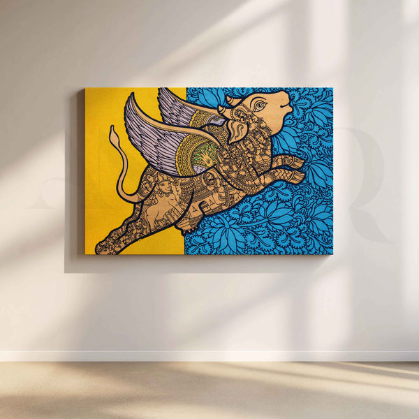 Ornate Winged Bull Canvas Artwork