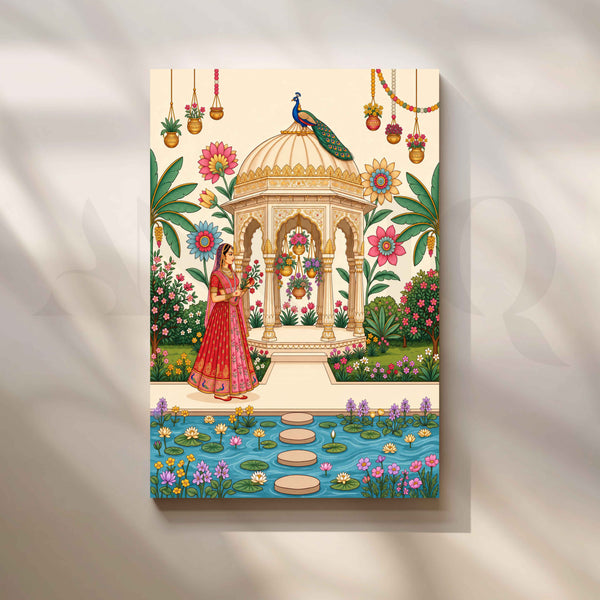 Garden with Peacock and Floral Pavilion Artwork