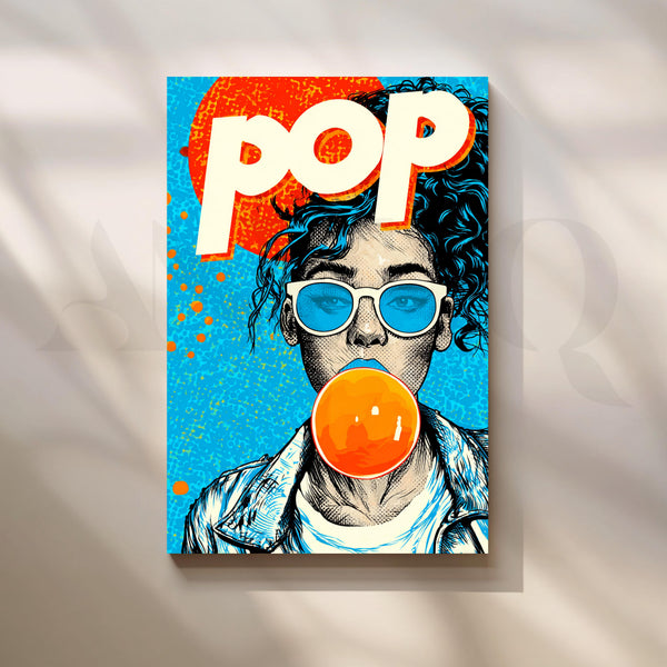 Pop Art Girl Blowing Bubble Gum