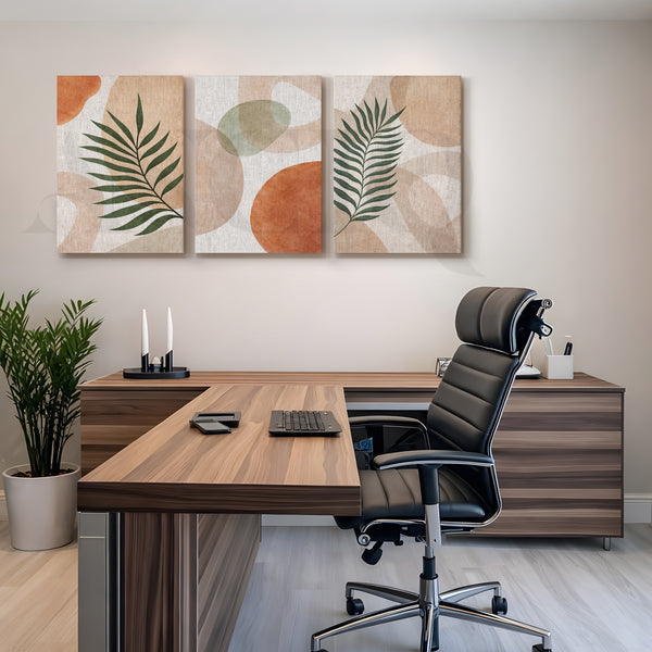 Modern Botanical Abstract Harmony Gallery Wall – Set of 3 Contemporary Artworks - 18 x 24 Inches