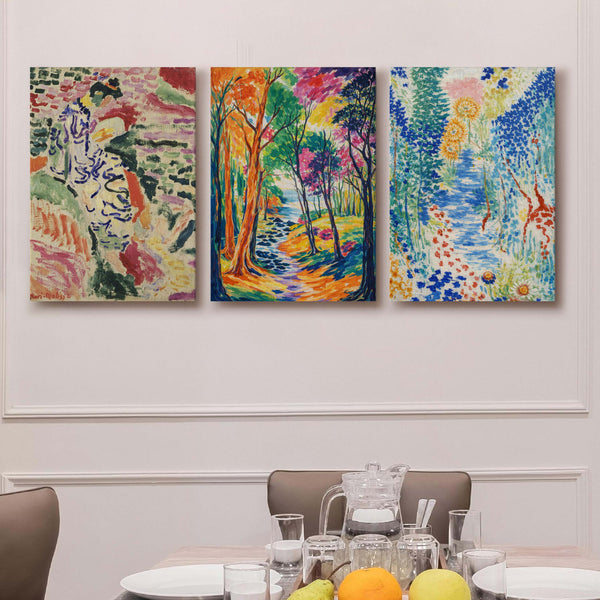 Colourful Impressionist Garden Gallery Wall Set of 3 - 18 x 24 Inches