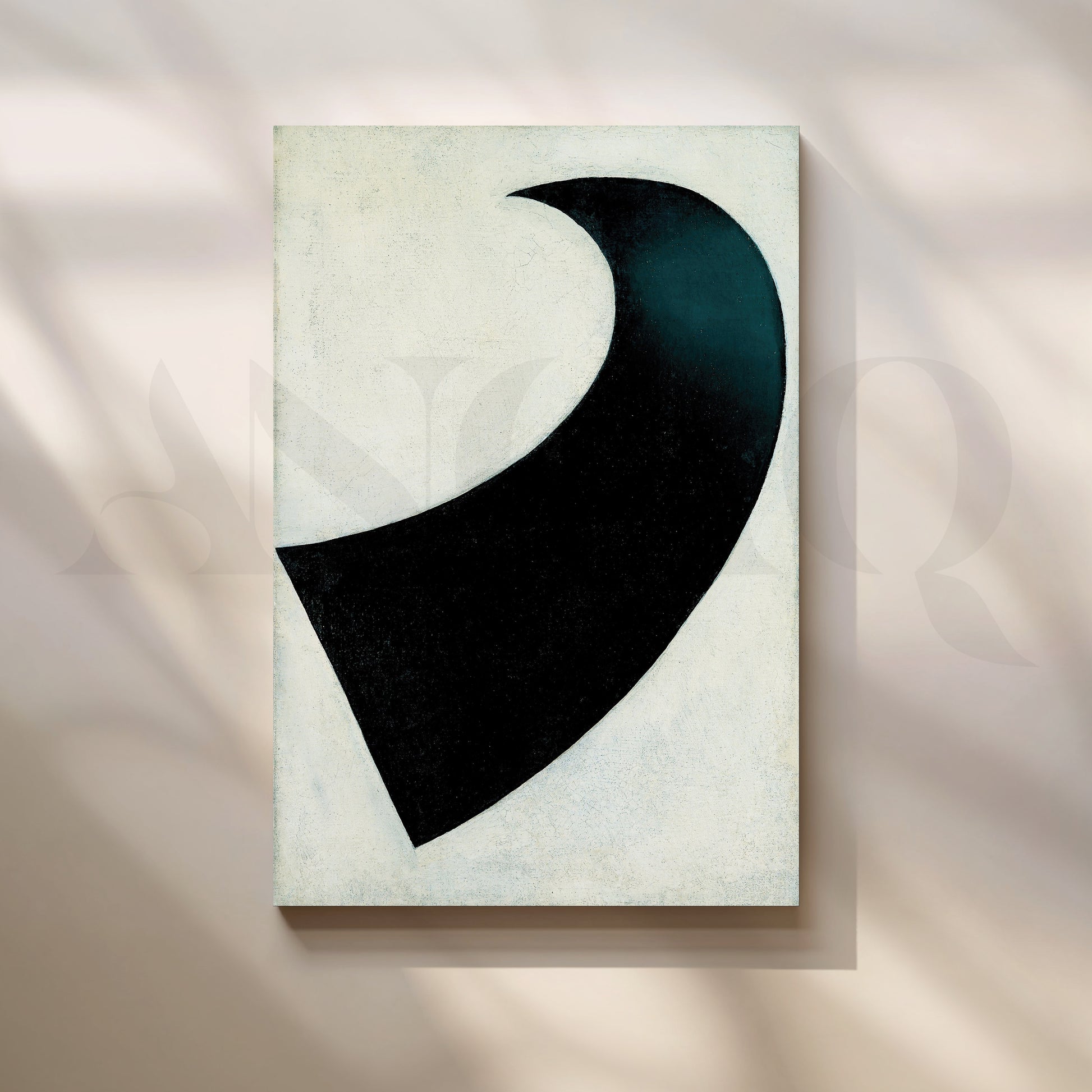 Minimalist Black Crescent Canvas Artwork for Stylish Bedroom