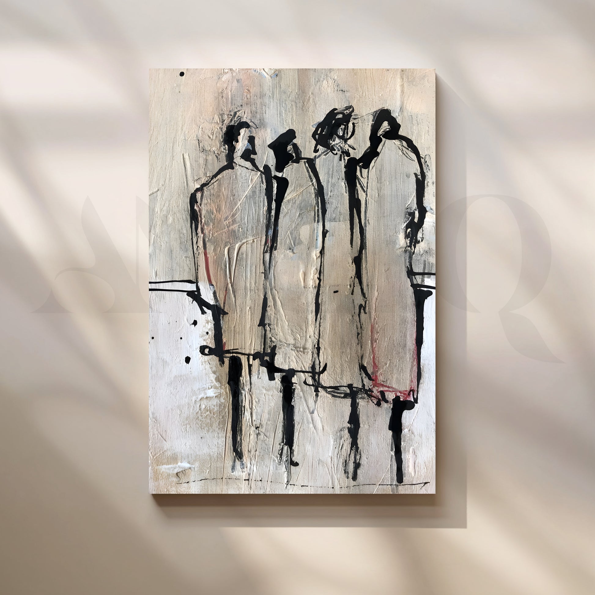 Contemporary Textured Figurative Canvas Artwork for Living Room
