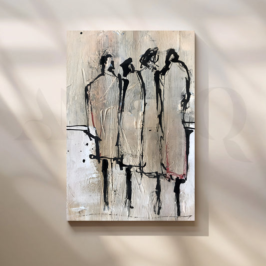Contemporary Textured Figurative Canvas Artwork for Living Room